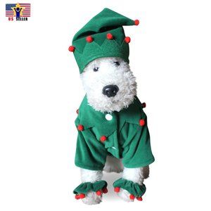 Dog Costume Hat Santa Christmas Elf Green Pet Halloween St Patrick's Day Medium